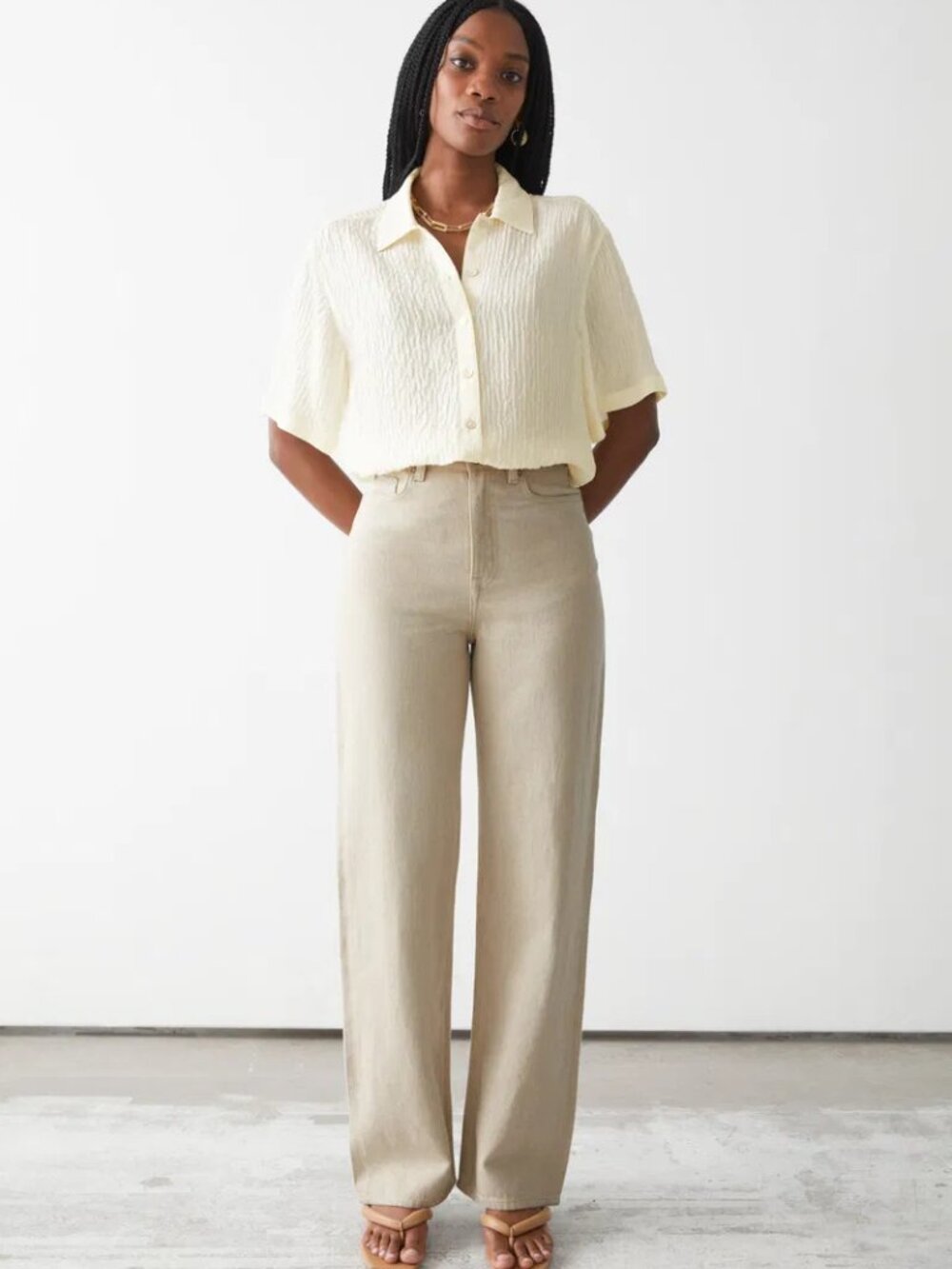 & Other Stories Dear Cut Cotton/Linen Blend Wide Leg Jeans